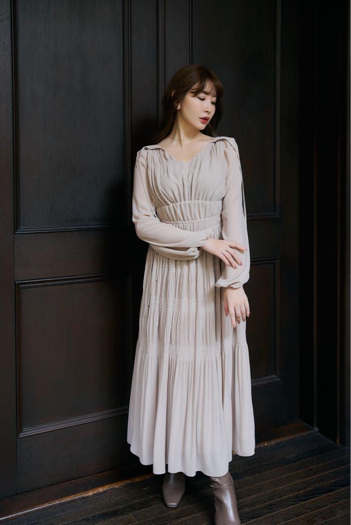 Herlipto♡MajolicaPleatedChiffonLongDress