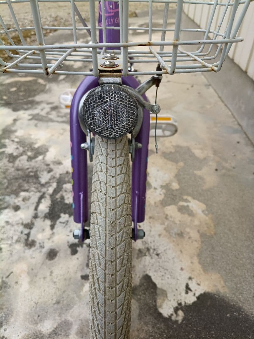 【引き取り限定】16インチ幼児用自転車 紫 花柄 バスケット付き