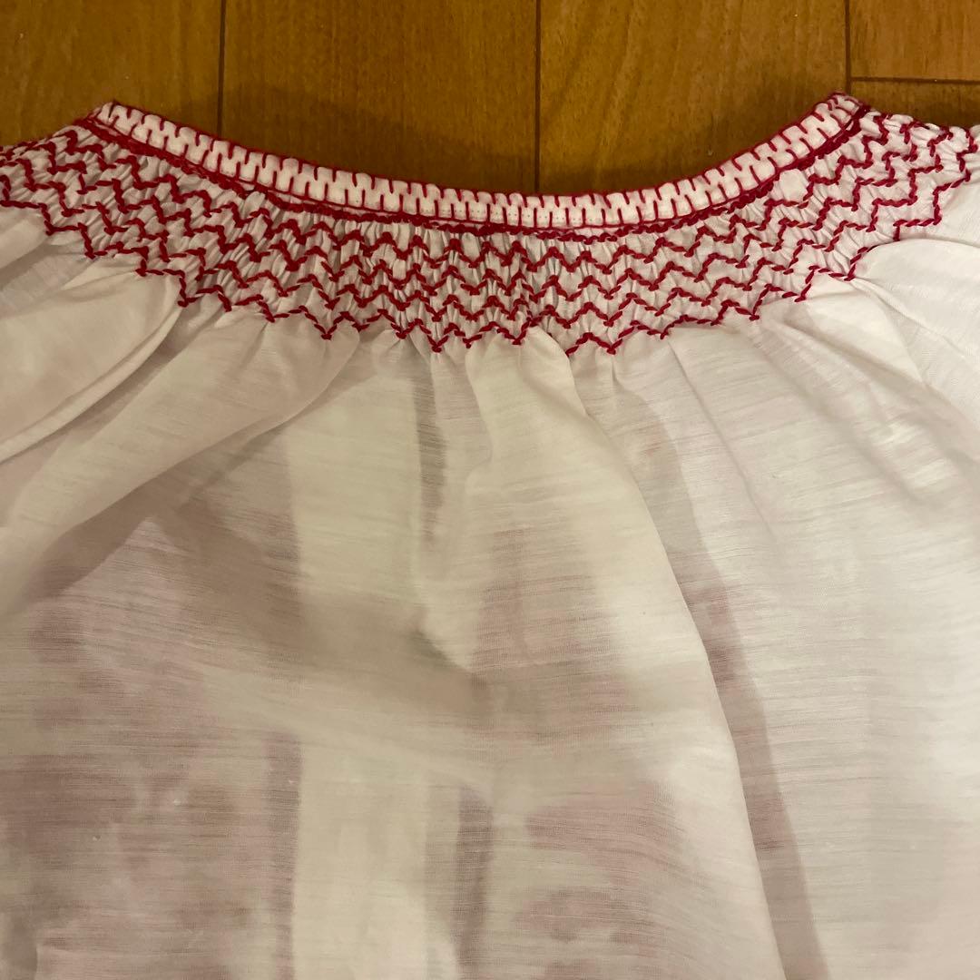 【スイス製】Tramo 刺繍 長袖 ブラウス ホワイト