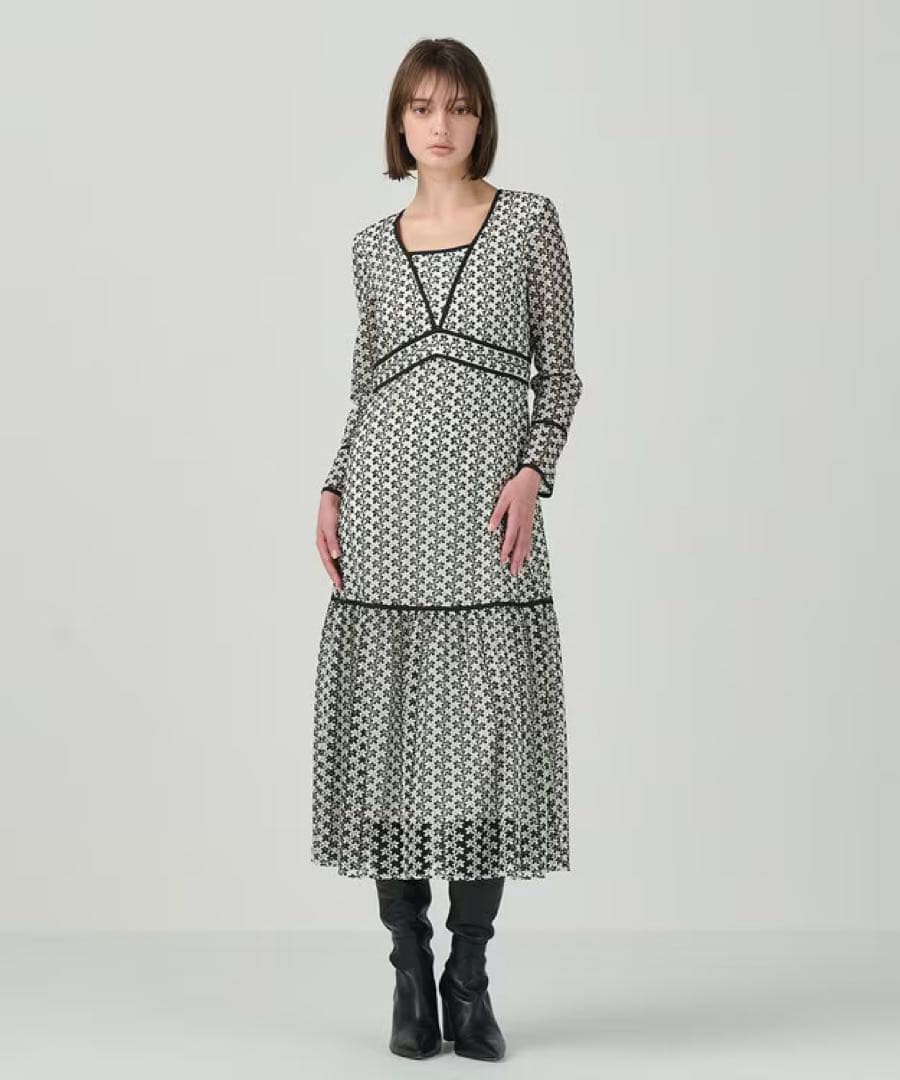 24AW♡グレースコンチネンタル レースロングワンピース 36 総柄