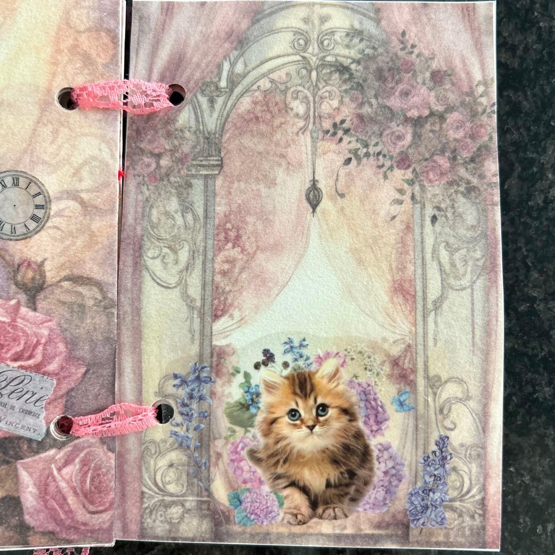 ミューズさま専用❣️ジャンクジャーナル　雑記帳　フラワー&ねこ&フラワー