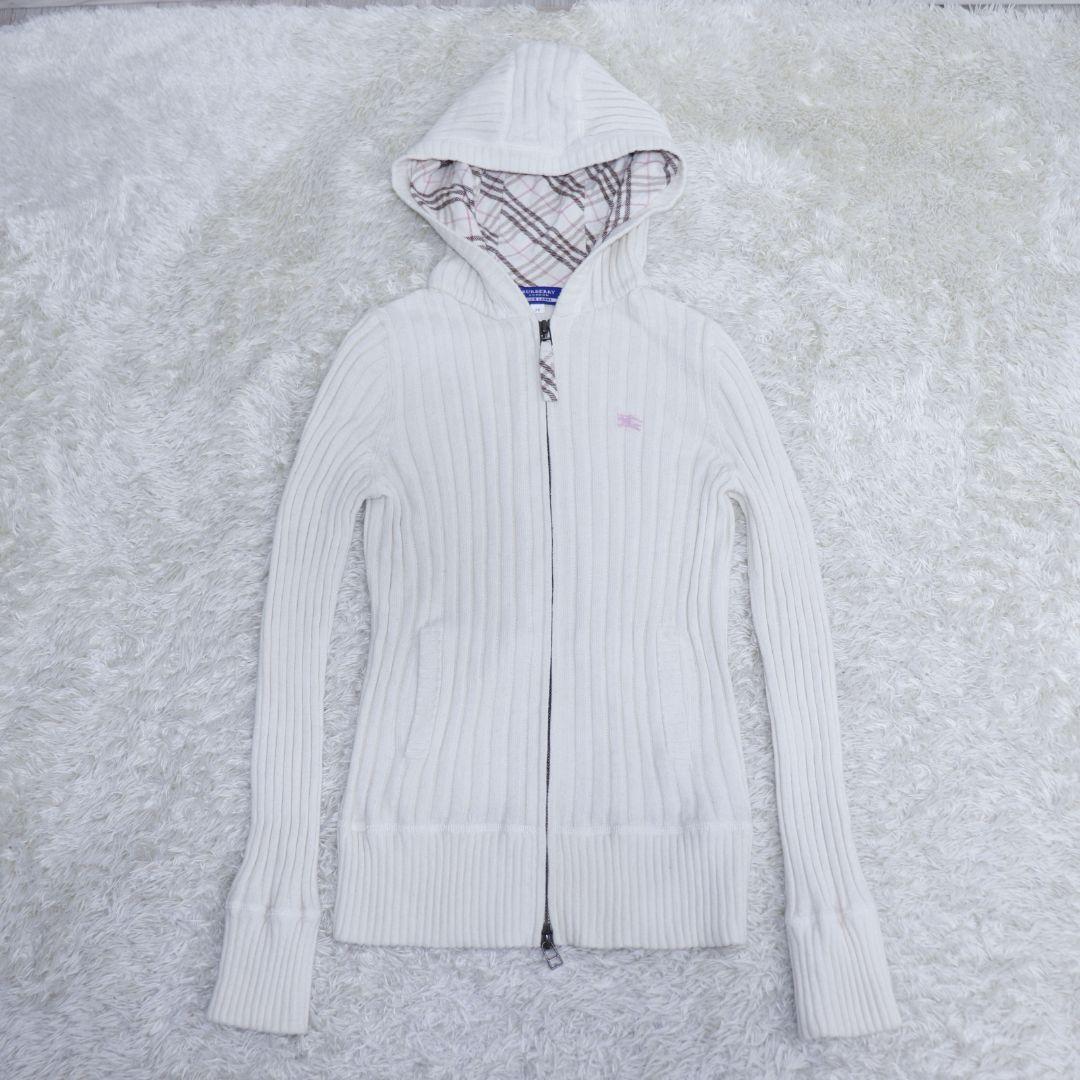 難あり　BURBERRY BLUE LABEL リブニット　ジップパーカー　38