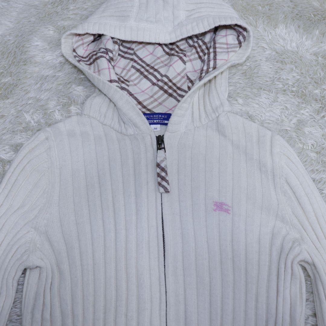 難あり　BURBERRY BLUE LABEL リブニット　ジップパーカー　38