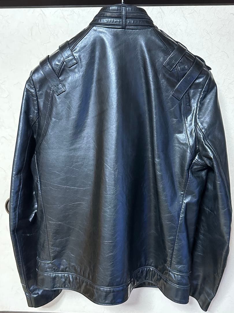 バルマンBALMAIN 黒レザーライダースジャケット サイズ52