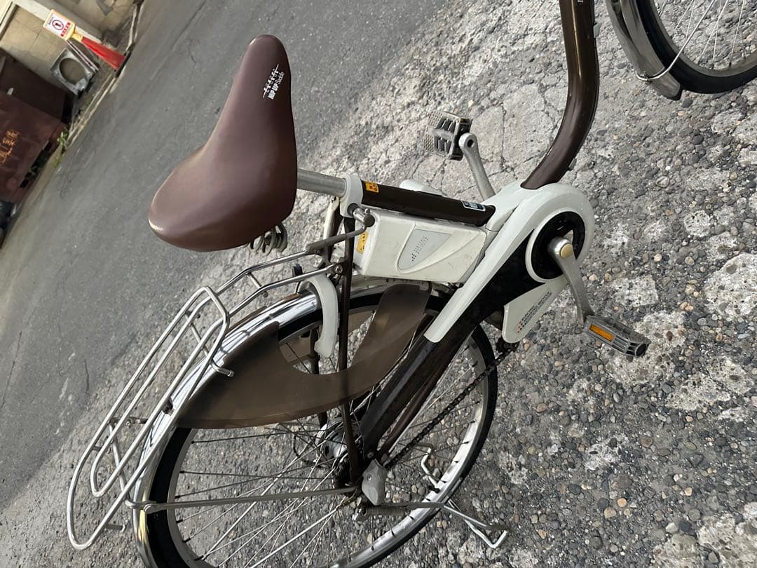 電動アシスト自転車 ブラウン 前カゴ付き
