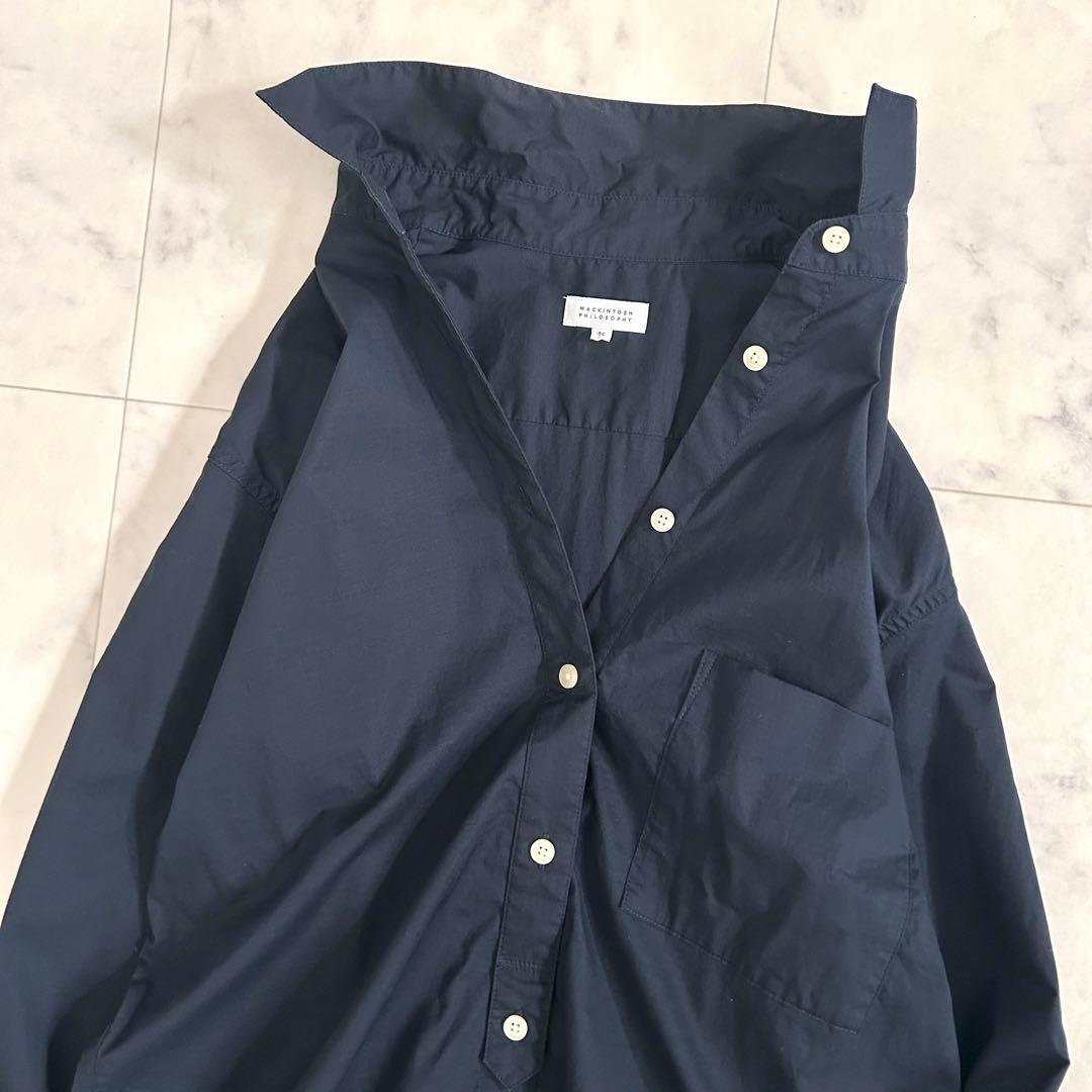 美品 マッキントッシュ フィロソフィー シャツワンピース ネイビー 36