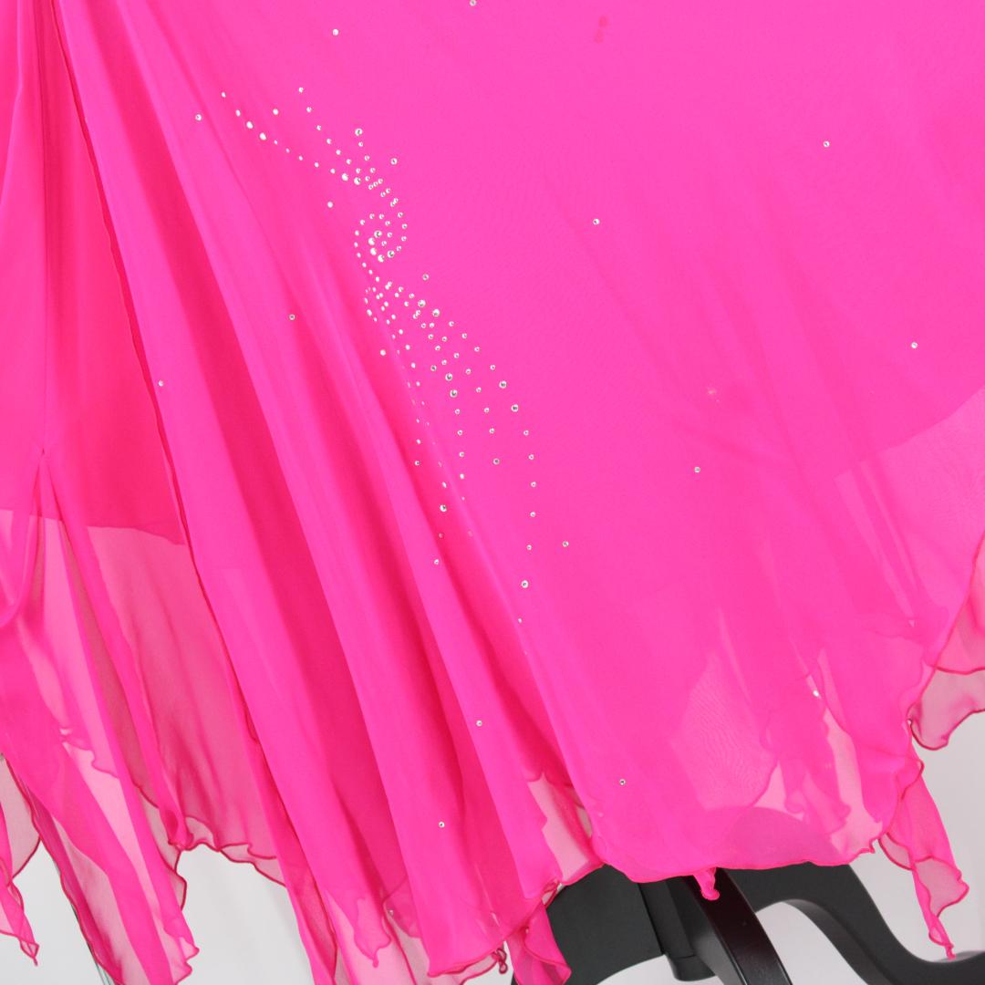 【美品 日本製社交ダンス衣装】上下セット Sanline ピンク かわいい 上品