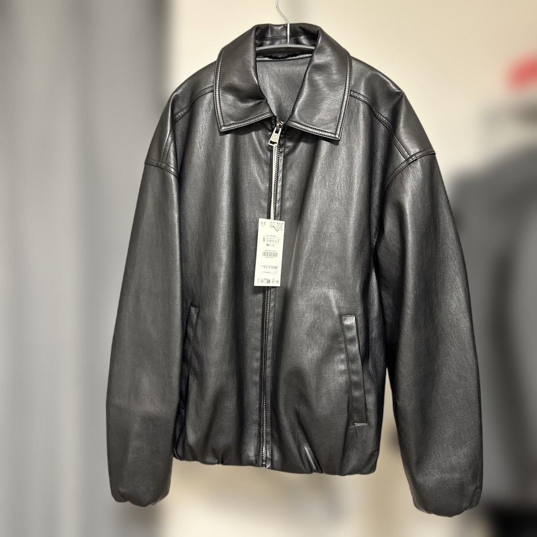 ZARA フェイクレザーボンバージャケット ライダース