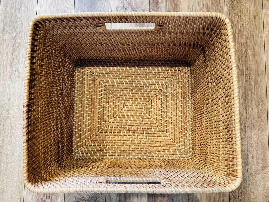 無印良品 重なるラタン長方形バスケット 特大 廃盤品
