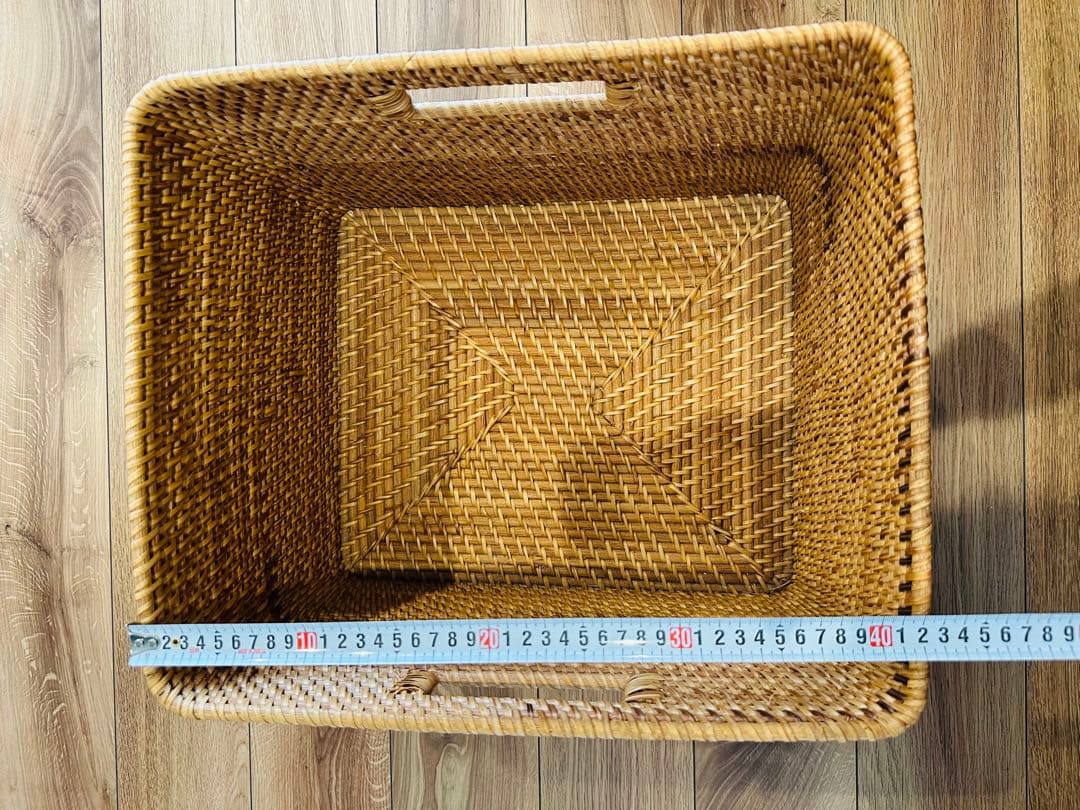 無印良品 重なるラタン長方形バスケット 特大 廃盤品