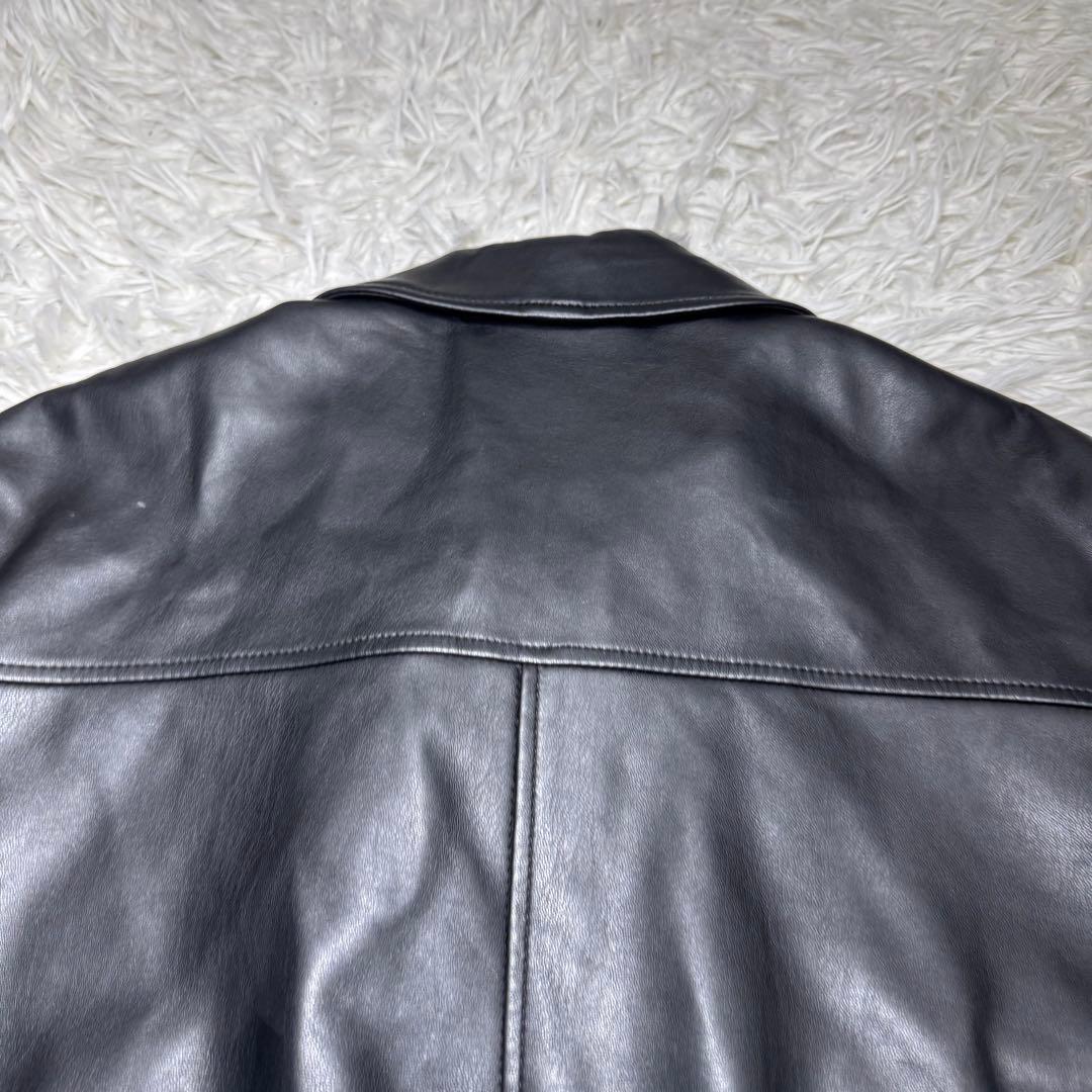 ☆【美品】ZARA レザージャケット L フライト風 リブ切替☆