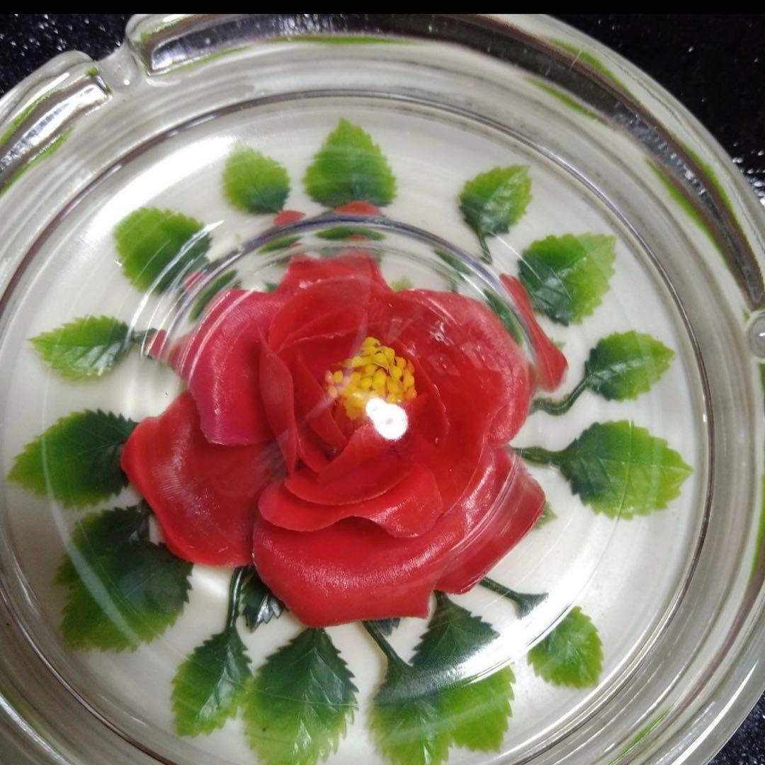 激レア　水中花　灰皿　昭和　レッド　当時物　小物入れ　トレイ　昭和レトロ