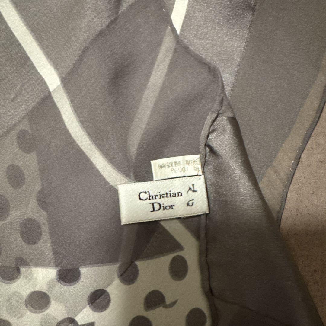 Christian Dior シルクシフォンスカーフ ドット柄