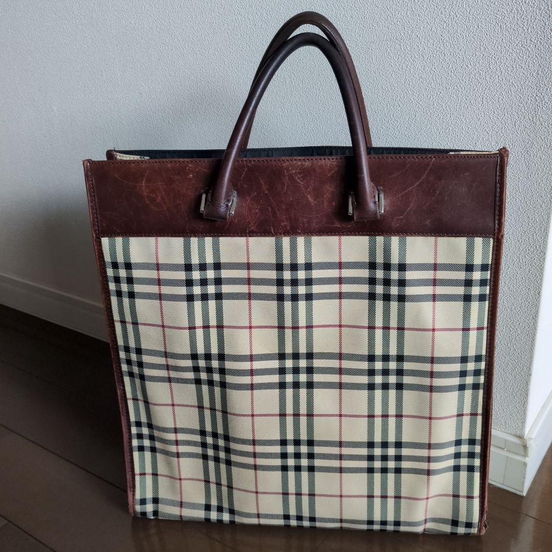 ♦️BURBERRY バーバリーノバチェック トートバッグ レザー＆キャンバス