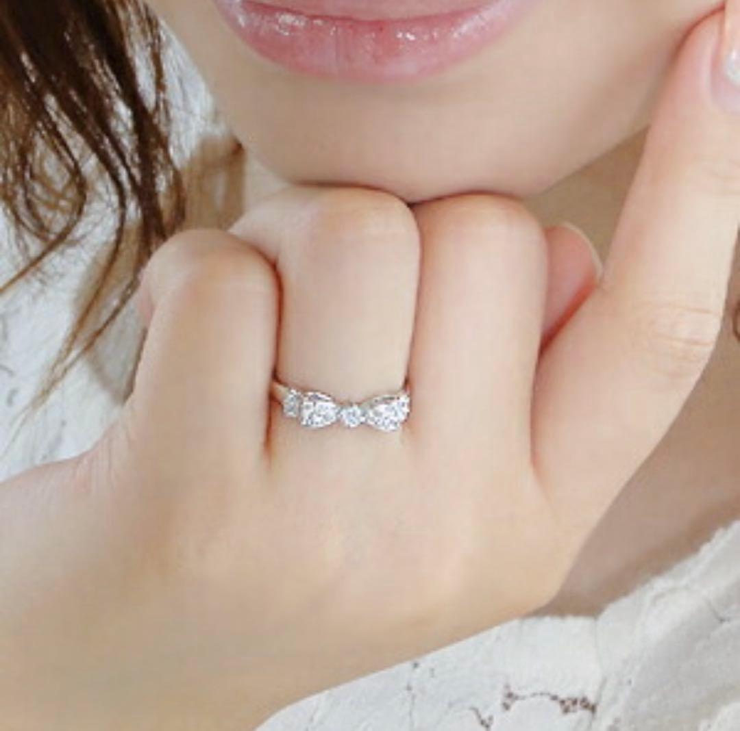 アトリエSAWA ダイヤ リボンリング 0.2ct WG パヴェ 指輪 12号