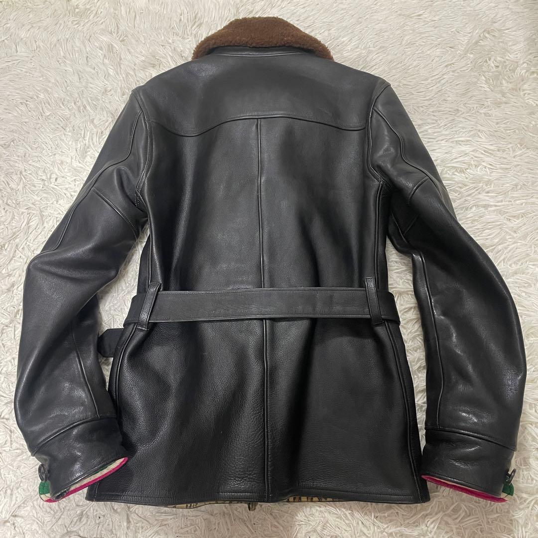 美品WAKOMARIA ギャングコート レザー レオパード　ライダース L
