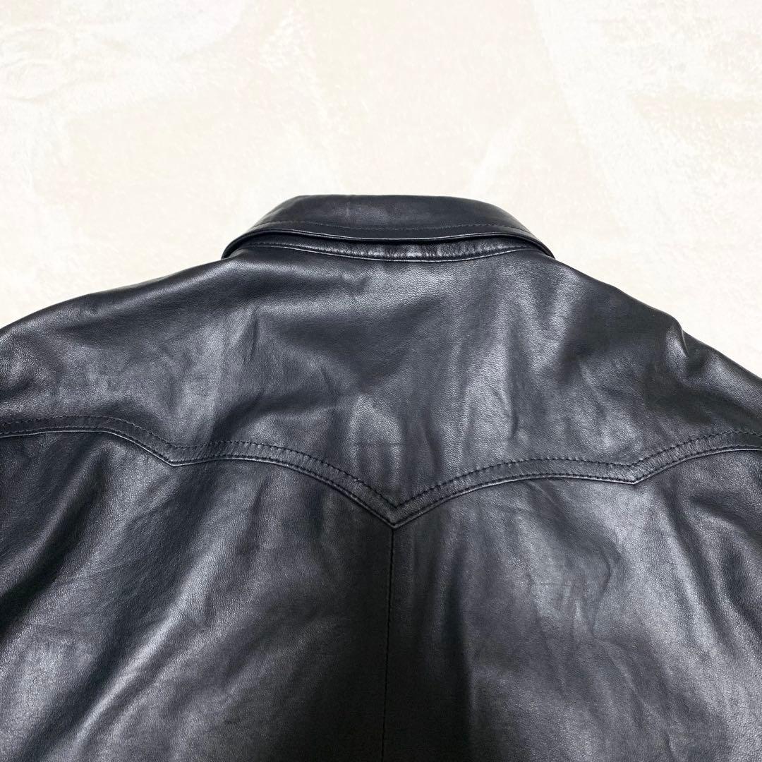 【極美品】SCHAFFEN ラムレザー ウエスタン シャツジャケット 黒 L相当