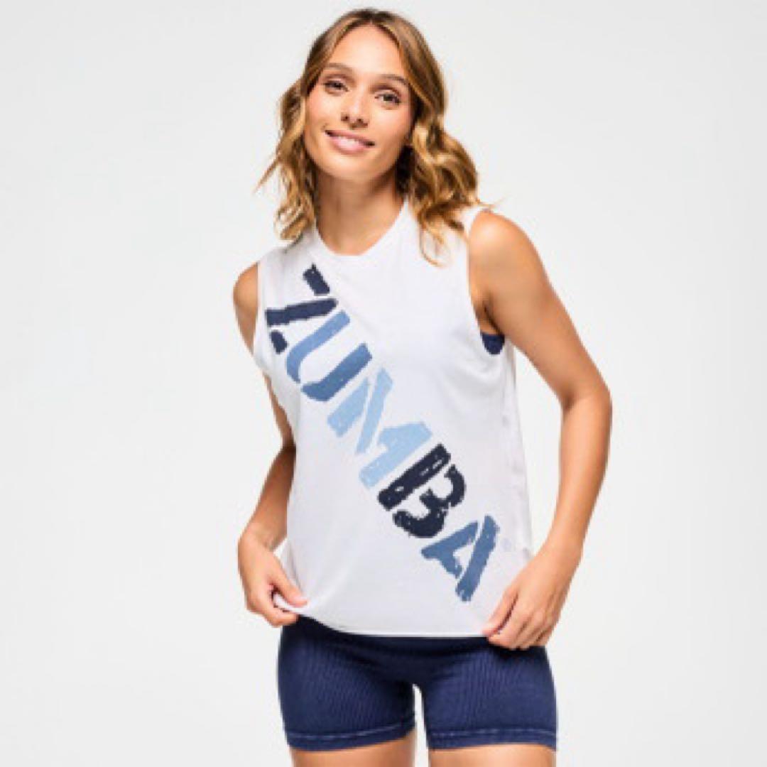 その他 ZUMBA Blue Jean Crew Neck Muscle Tank-S