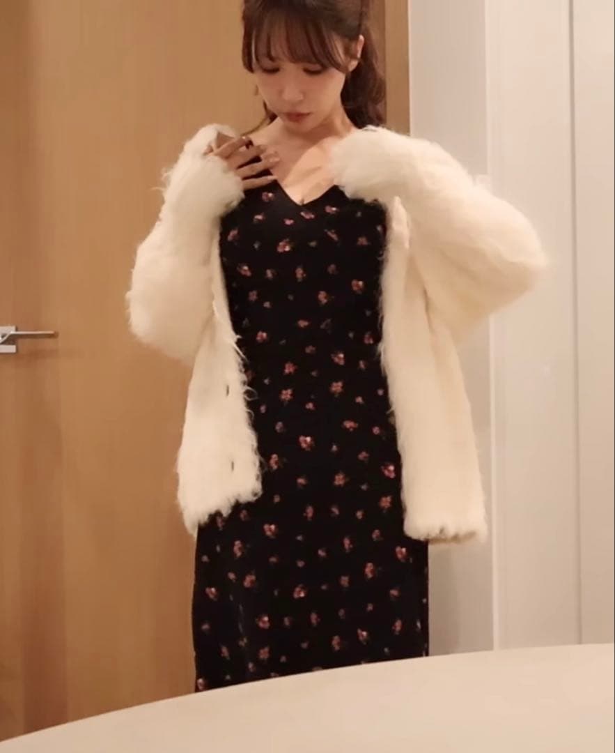 ZARA フローラル柄ランジェリーミディワンピース キャミワンピース 花柄