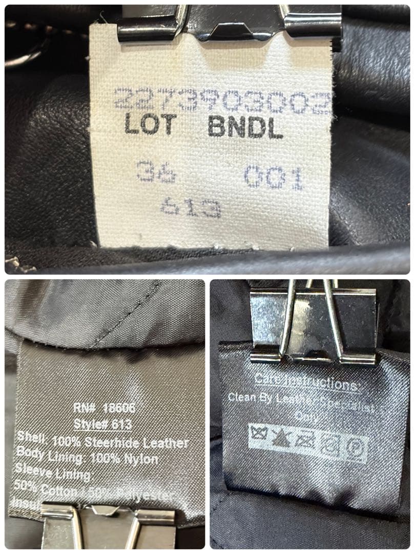 【美品】現行 ショット 613UST ワンスター ダブルライダース 36 黒