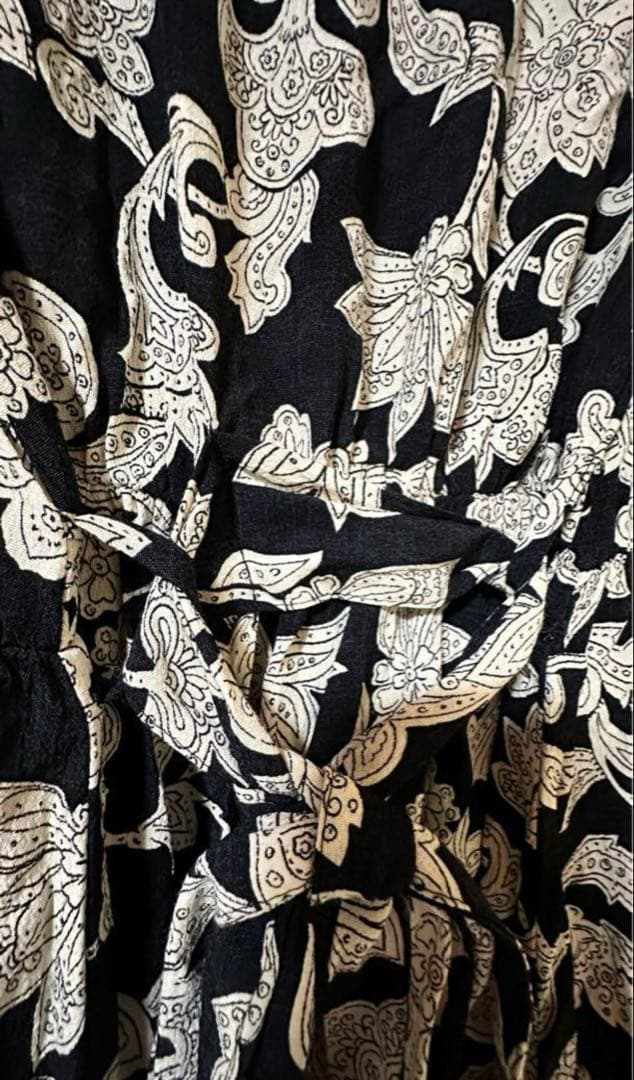 ✨ZARA 大人気ボタニカルブラックロングシャツワンピースXL
