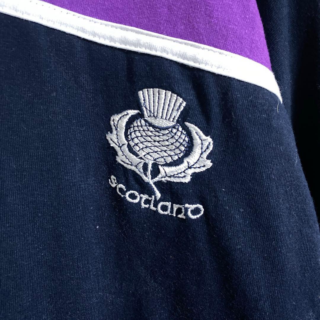 ラグビー ラガーシャツ スコットランド 国旗 ポロシャツ USA古着 90s長袖