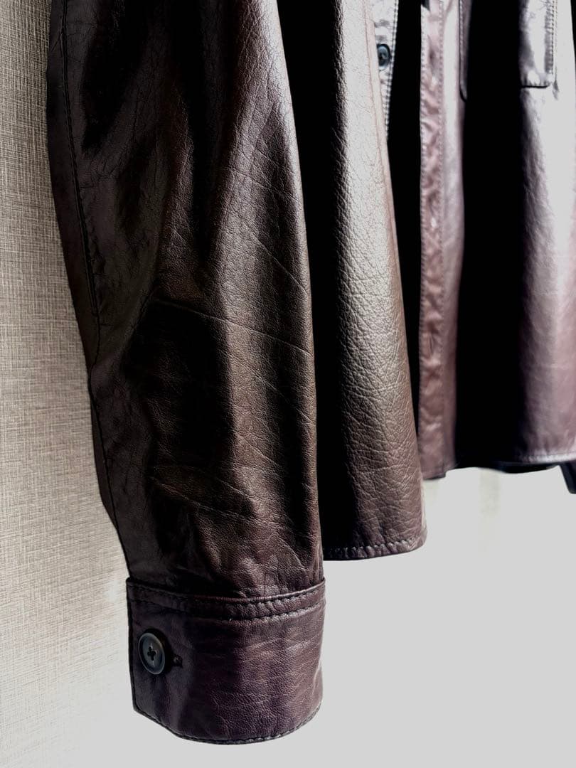 【新品未使用】定価3.8万円 ZARA リアルレザー オーバーシャツジャケット
