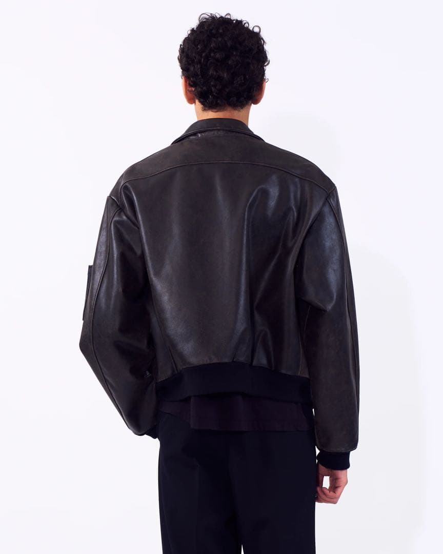 yoke Cracked Leather Flight Jacket 2 新品