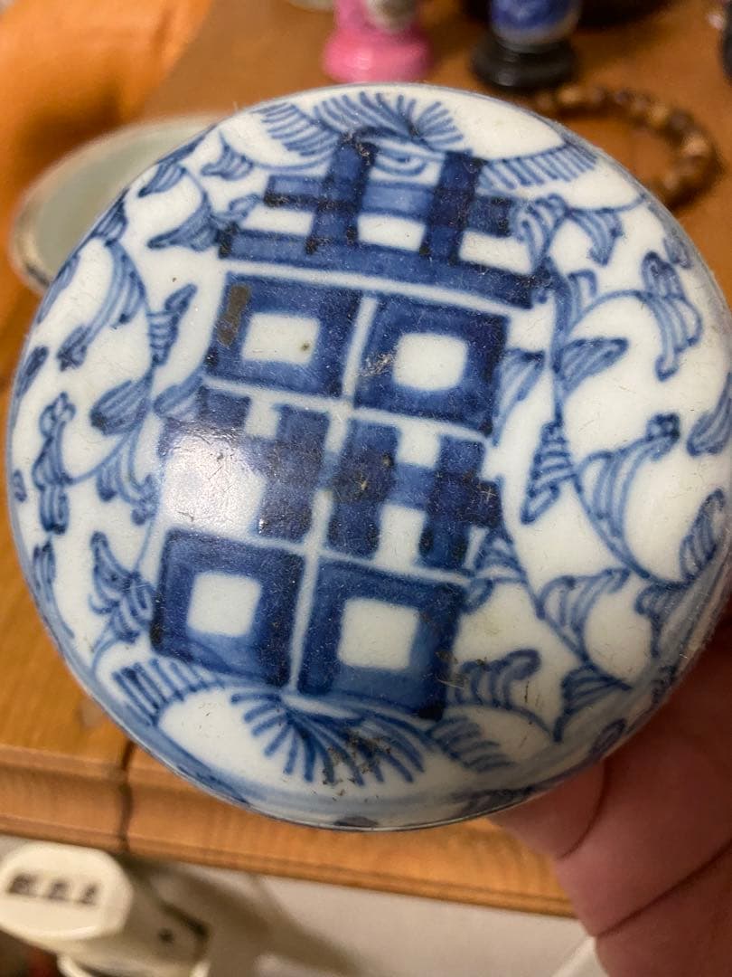 青花 香合 清朝 唐物 中国美術