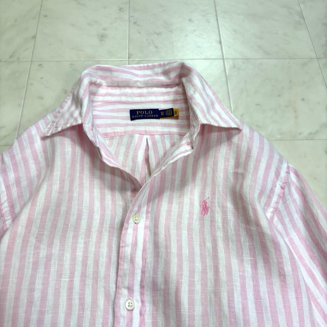 POLO RALPH LAUREN★美品★リネンストライプシャツ オーバーサイズ