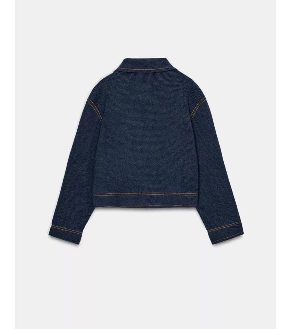 【完売品】ZARA コントラストボタン付きニットジャケット S 新品タグつき