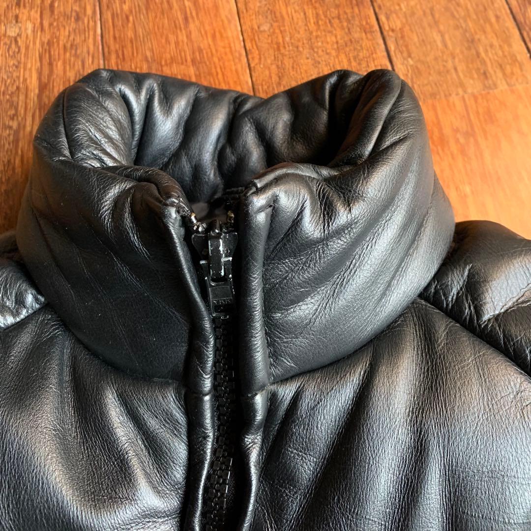 whoever ブラック極厚レザー ダウンジャケット