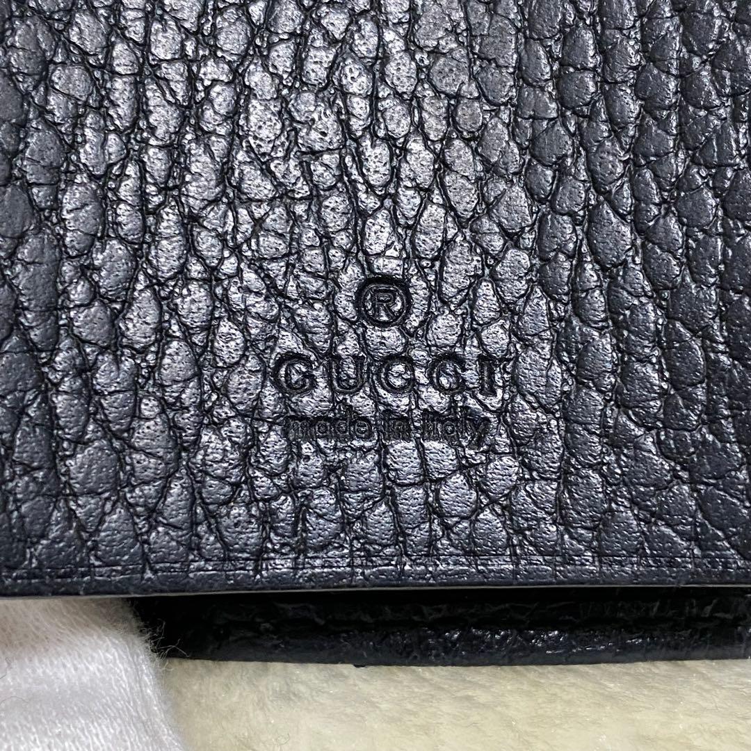 ア*ー様 美品✨グッチ　6連キーケース　GGマーモント 黒ブラック　レザー　ゴー