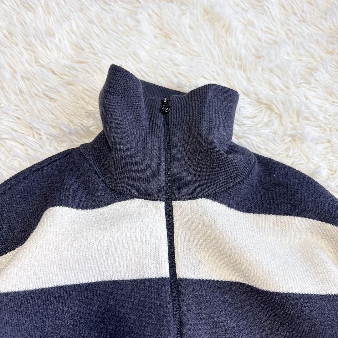 【デサントゴルフ】美品 ハーフジップ ニット ボーダー Lサイズ レディース
