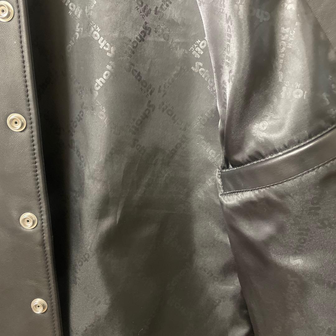 Schott ブラックノーカラーレザージャケット M