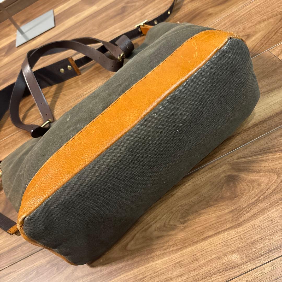 DOUBLESダブルス 帆布キャンパス×レザー 本革 2way ショルダーバッグ
