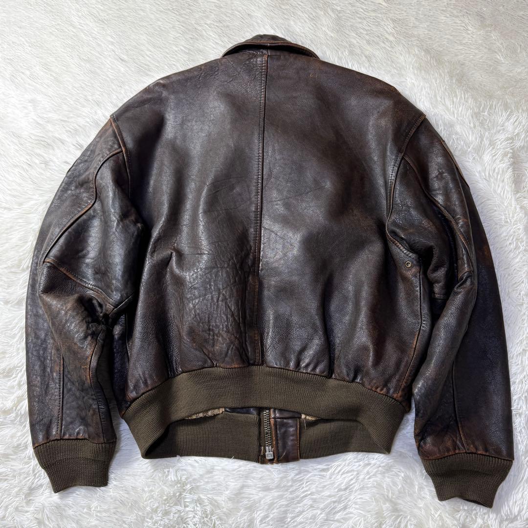 【80s】AVIREX A-2 フライトレザージャケット XL ダークブラウン