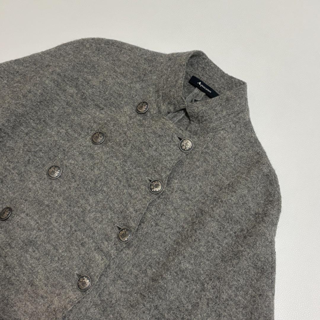 Aquascutum ウールケープ ポンチョ ロゴボタン ダブル ウール グレー