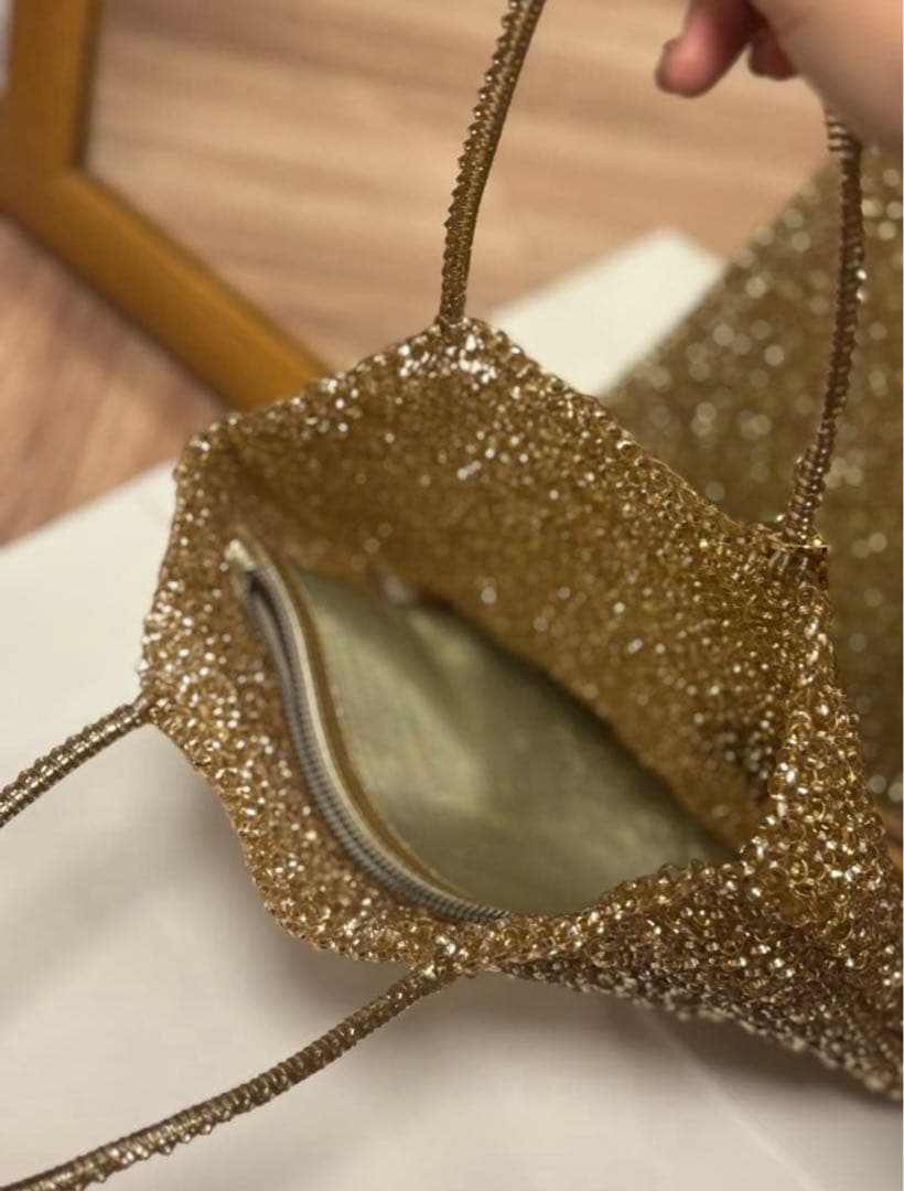 アンテプリマ ワイヤーバッグ スタンダード スクエア ラージ ゴールド