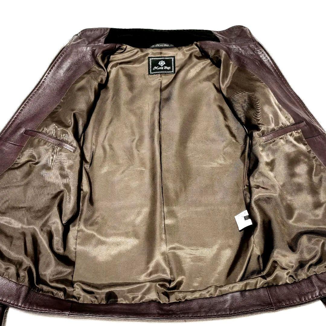 MEN'S BIGI/ ラムレザークロームタンニングジャケット / S/ボルドー