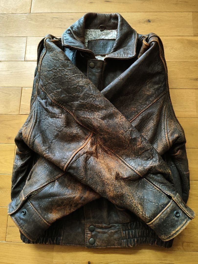 A-2 FLIGHT JACKET 羊革 シープスキン 茶 M 地図 柄インナー
