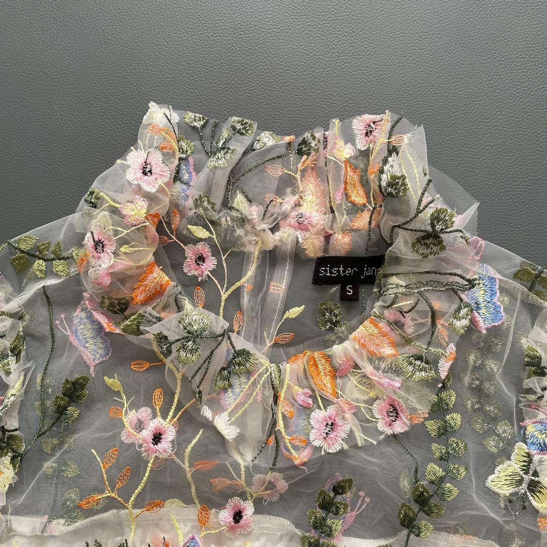 希望価格セール中 sister jane 花柄刺繍シアー チュール ブラウス S