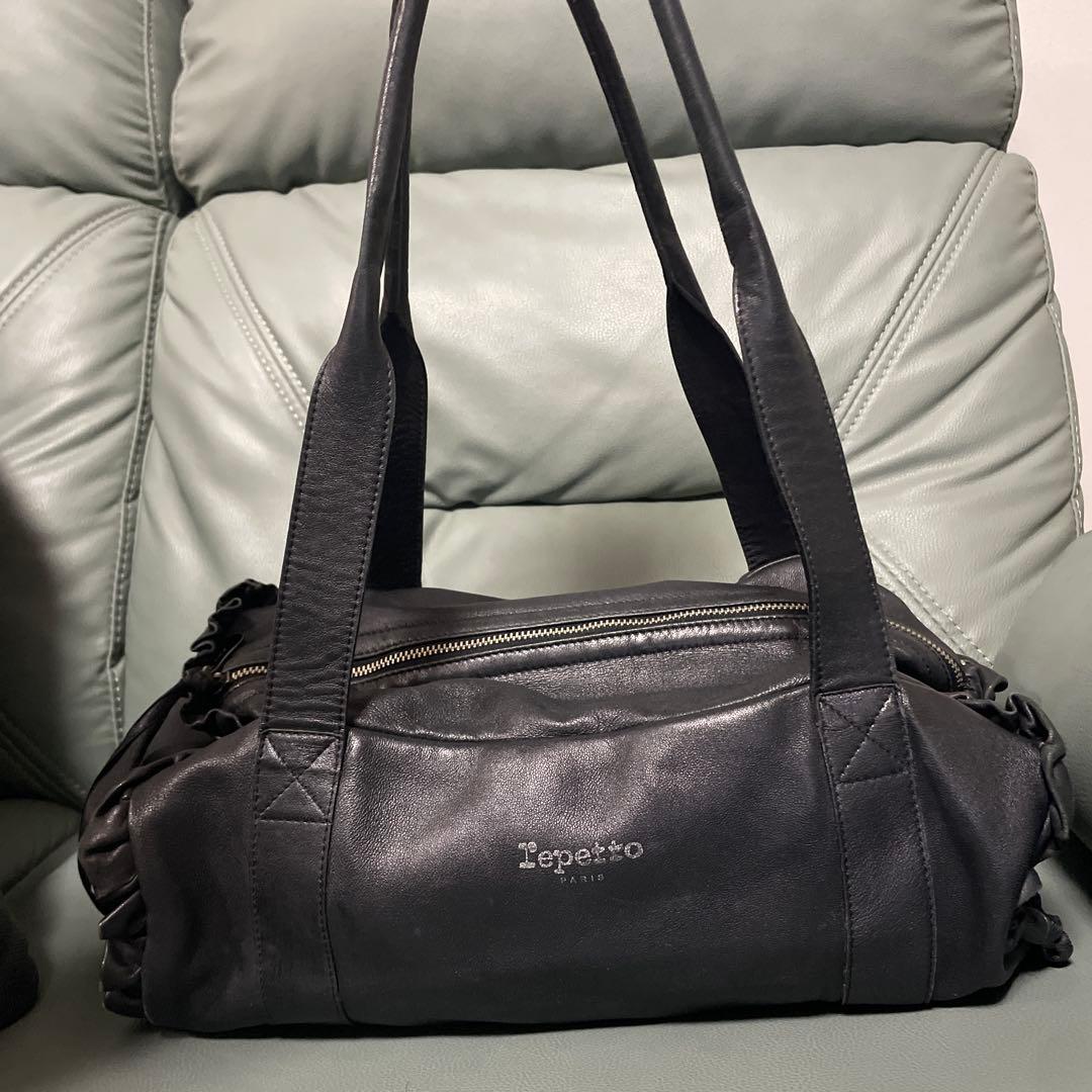 Repetto 軽量ラムスキンバッグ　ボストン　フリル付きレザーバッグ