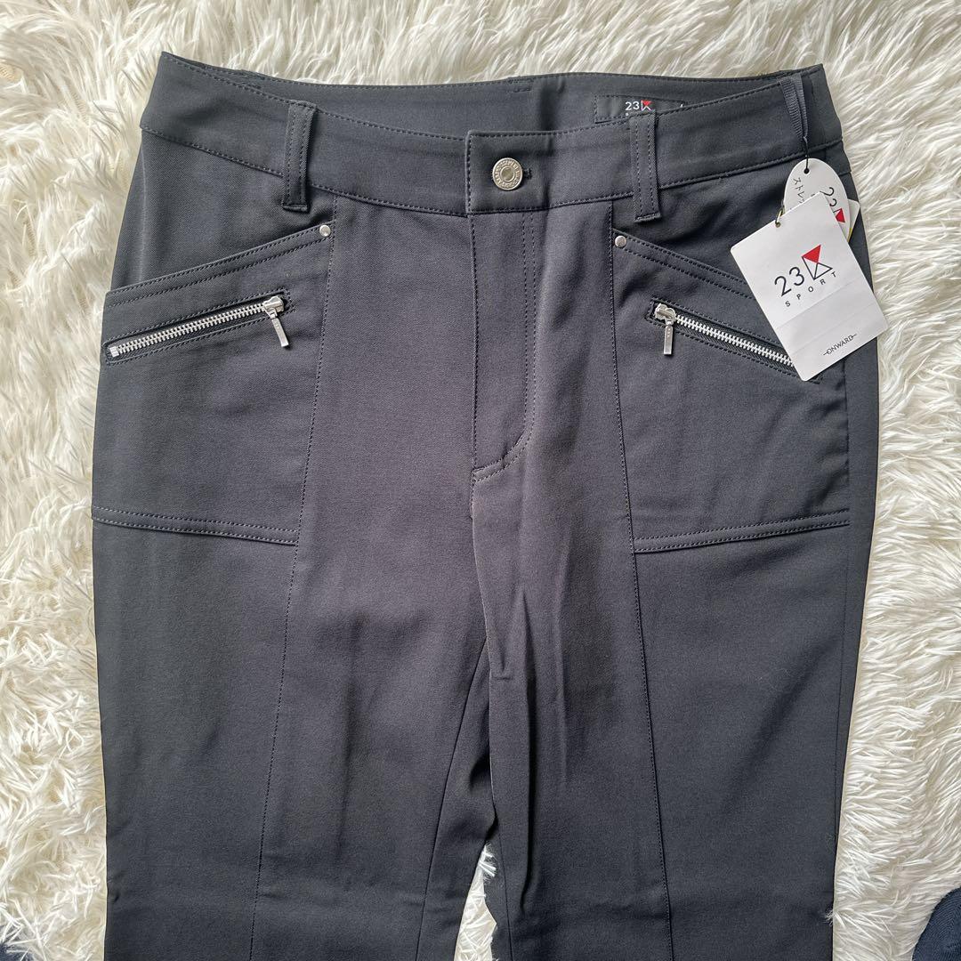 新品タグ付 23区 ゴルフ パンツ 黒 67 M〜L ストレッチ フレア