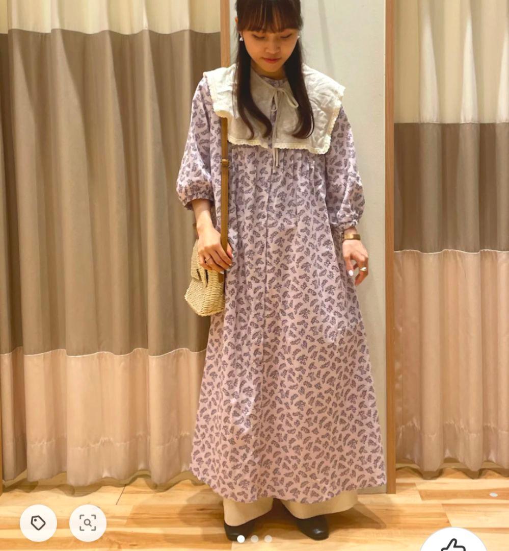 いちこ~2/20　新品タグ付き　サマンサモスモス　実柄後ろリボンワンピース