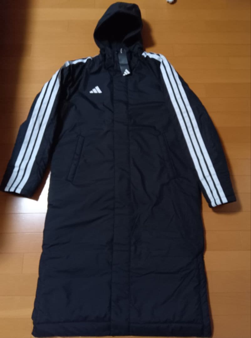 新品adidasアディダスボアキルティングベンチコートXL黒ブラック