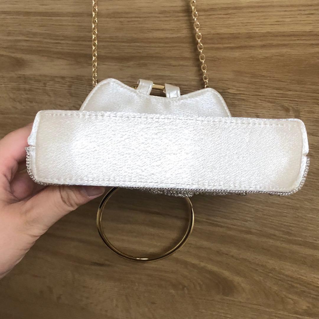 【美品】2WAY仕様リングハンドルビジューバッグ