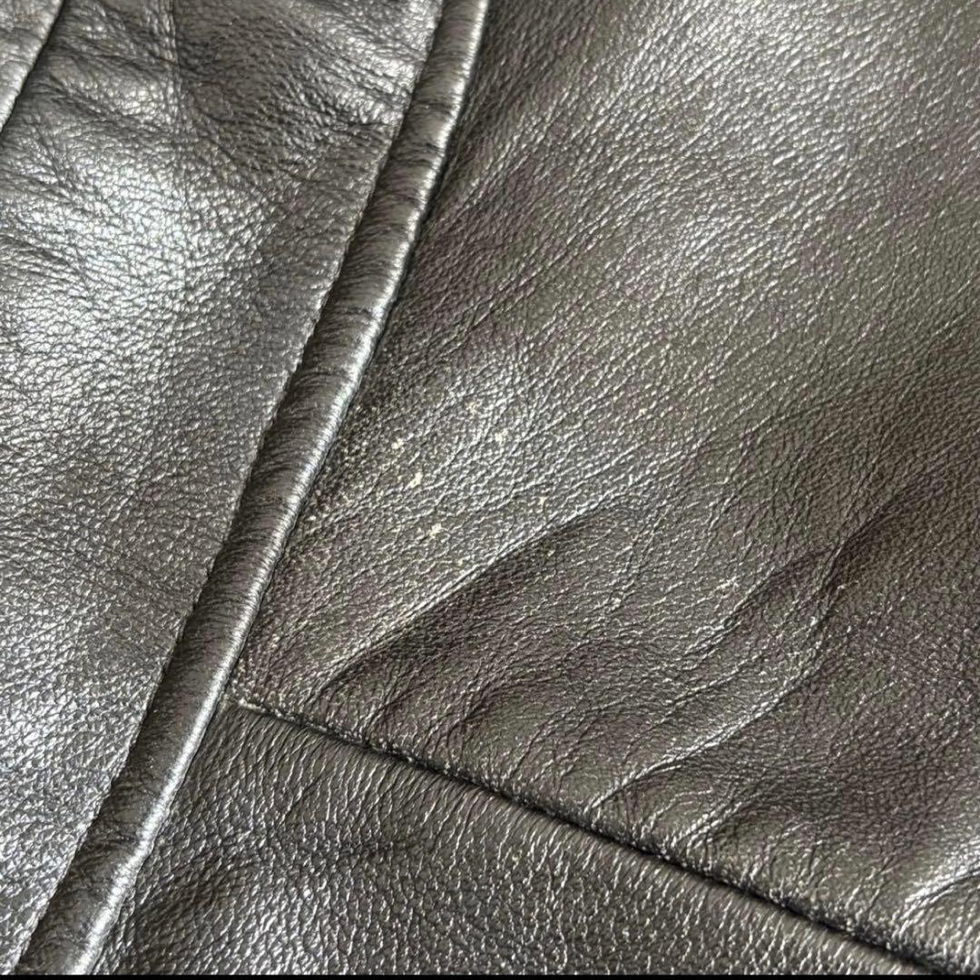 Echtes Leder シングルライダースジャケット ブラック スタンドカラー