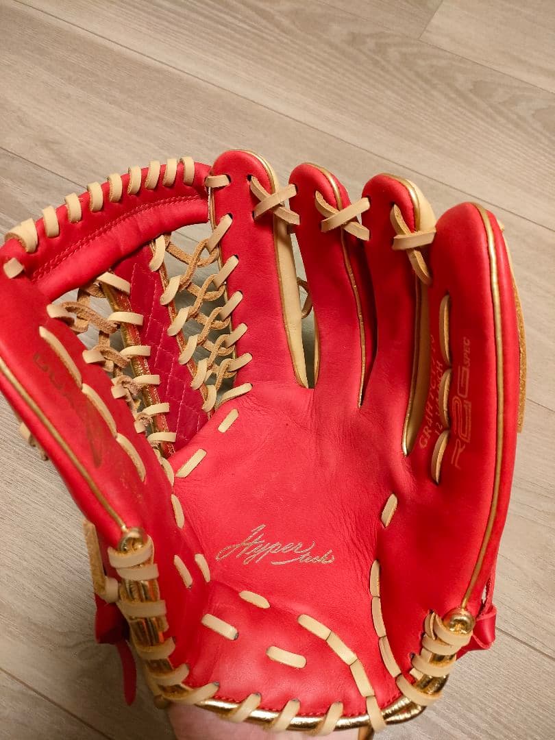 [美品]Rawlings 軟式グローブ レッド/ベージュ　右投げ用