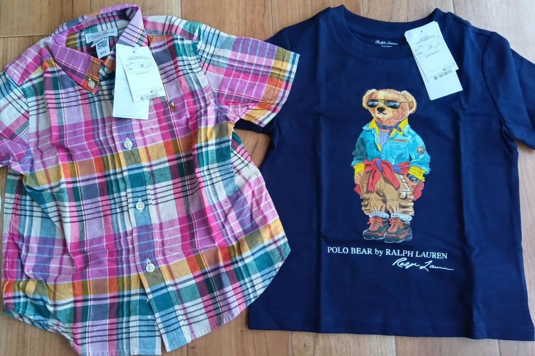 Ralph Lauren チェック柄シャツとポロベアTシャツセット